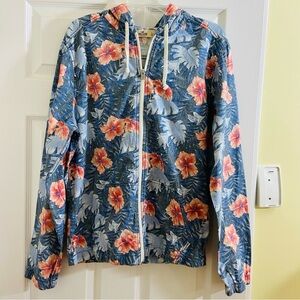 Hollister Floral Hawaii Aloha Hibiscus Flower Lightweight Hoodie full zip jacket